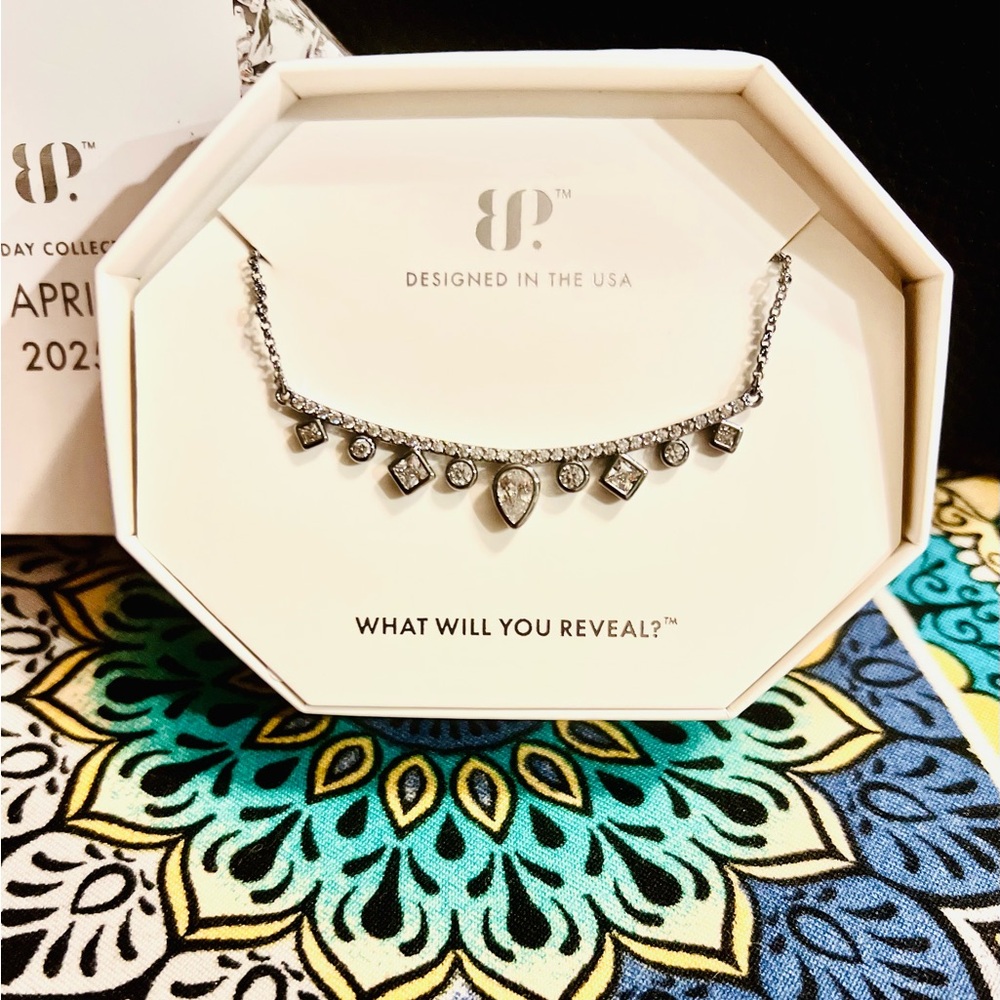 Bomb Party Necklace April 2025 NK51813 Let's Layer It Up Diamond CZ on Hematite